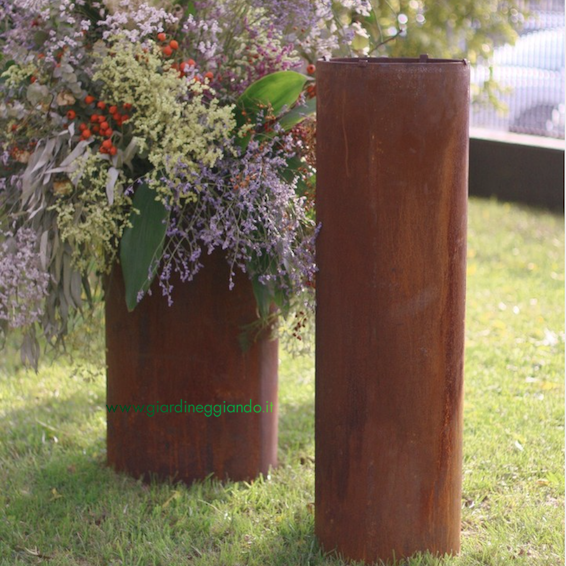 Giardineggiando - Colonna rubinetto in acciaio CORTEN per giardino mis. cm.  10x10 h90