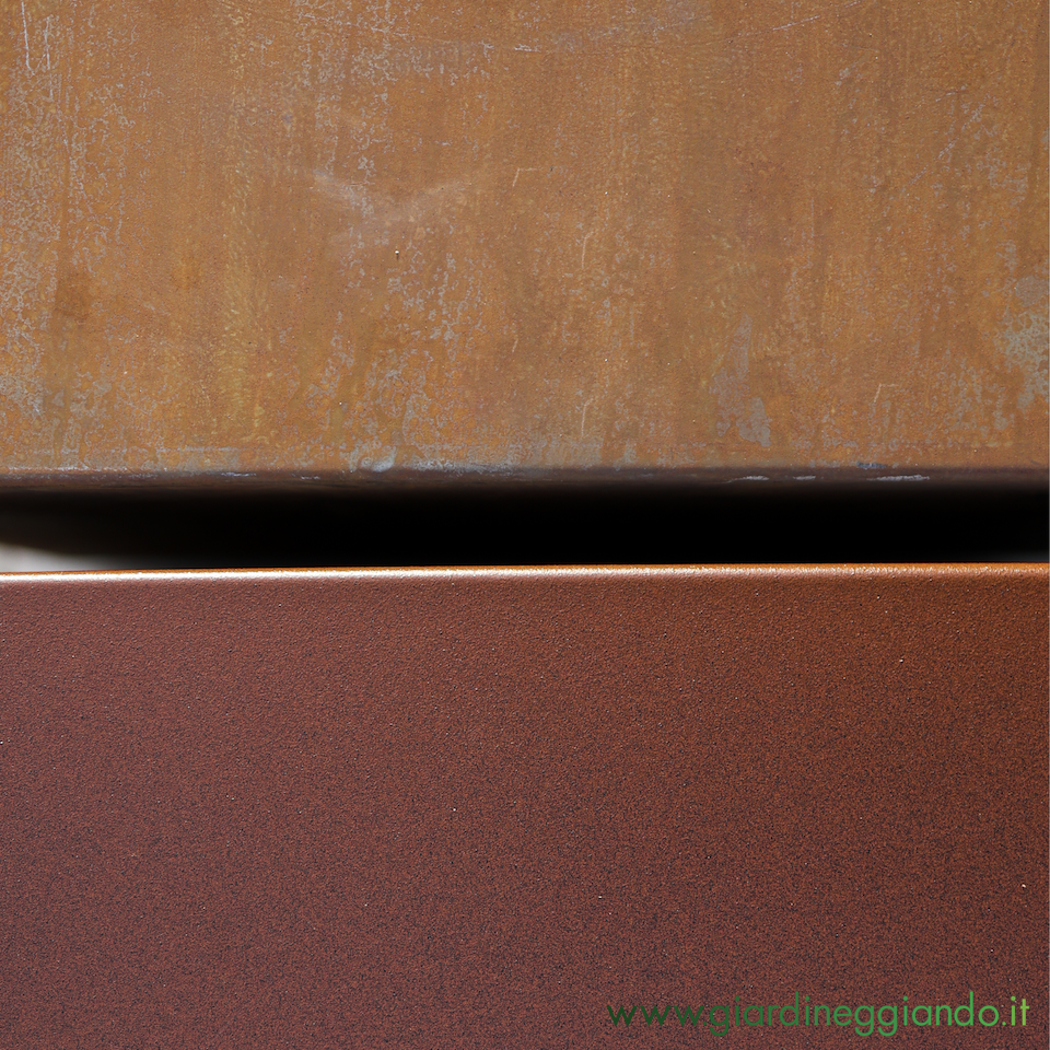 Giardineggiando - Portalegna da esterno in acciaio CORTEN – misure cm. 45×45  h 100